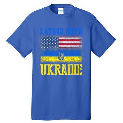 Support I Stand With Ukraine American Ukrainian Flag Gift Tall T-Shirt