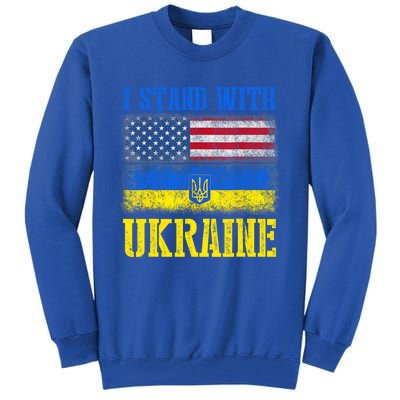 Support I Stand With Ukraine American Ukrainian Flag Gift Tall Sweatshirt