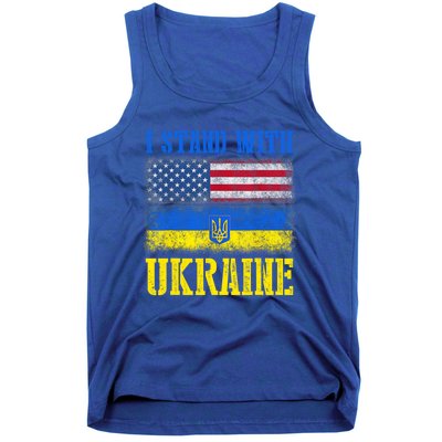 Support I Stand With Ukraine American Ukrainian Flag Gift Tank Top