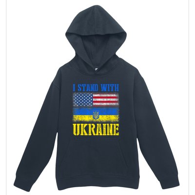 Support I Stand With Ukraine American Ukrainian Flag Gift Urban Pullover Hoodie