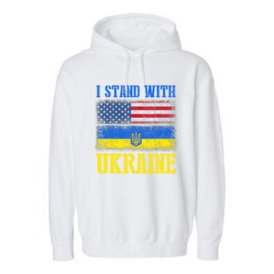 Support I Stand With Ukraine American Ukrainian Flag Gift Garment-Dyed Fleece Hoodie