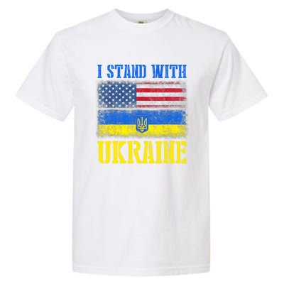 Support I Stand With Ukraine American Ukrainian Flag Gift Garment-Dyed Heavyweight T-Shirt