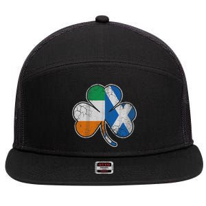 Scotch Irish Shamrock Scottish St Patricks Day 7 Panel Mesh Trucker Snapback Hat