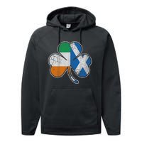 Scotch Irish Shamrock Scottish St Patricks Day Performance Fleece Hoodie