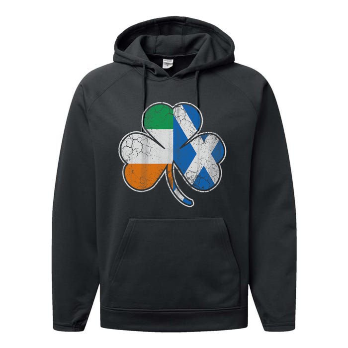 Scotch Irish Shamrock Scottish St Patricks Day Performance Fleece Hoodie