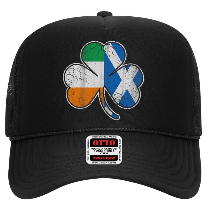 Scotch Irish Shamrock Scottish St Patricks Day High Crown Mesh Back Trucker Hat