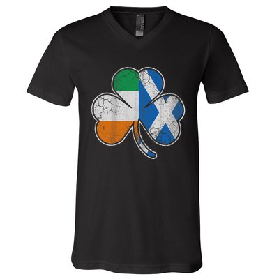 Scotch Irish Shamrock Scottish St Patricks Day V-Neck T-Shirt