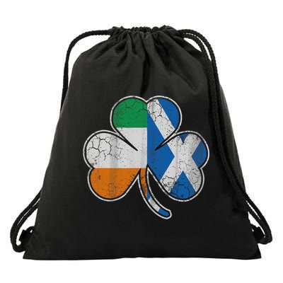 Scotch Irish Shamrock Scottish St Patricks Day Drawstring Bag