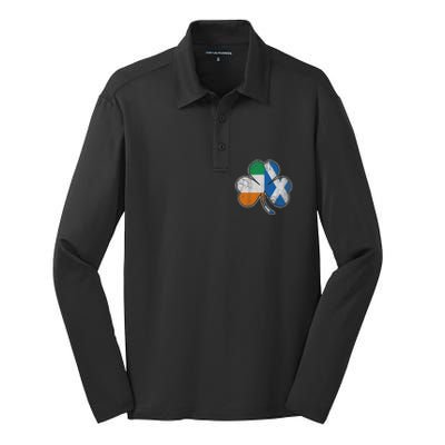 Scotch Irish Shamrock Scottish St Patricks Day Silk Touch Performance Long Sleeve Polo