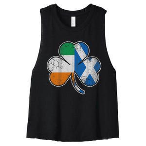 Scotch Irish Shamrock Scottish St Patricks Day Women's Racerback Cropped Tank