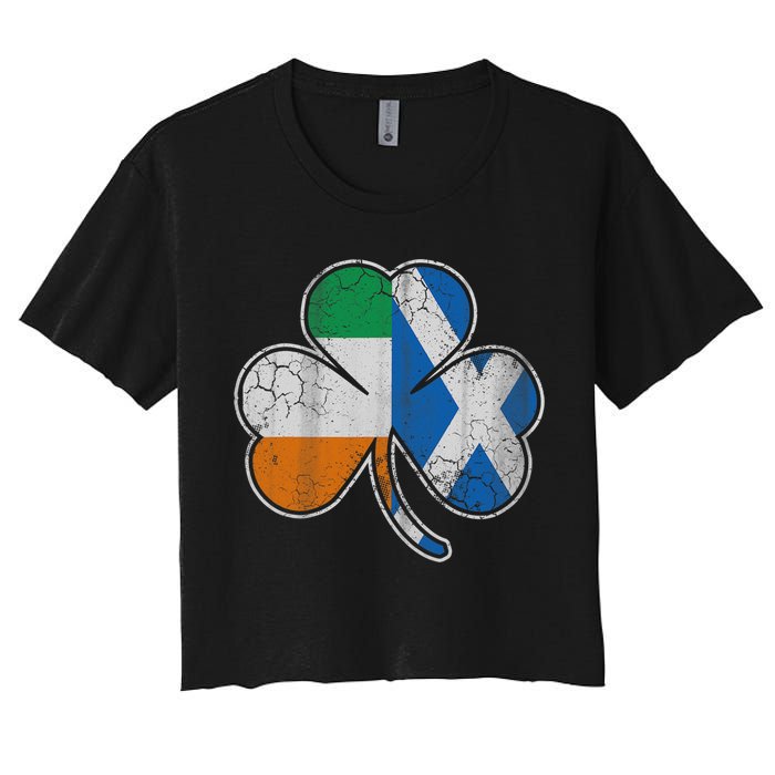 Scotch Irish Shamrock Scottish St Patricks Day Women's Crop Top Tee