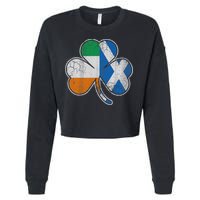 Scotch Irish Shamrock Scottish St Patricks Day Cropped Pullover Crew
