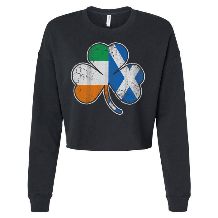 Scotch Irish Shamrock Scottish St Patricks Day Cropped Pullover Crew