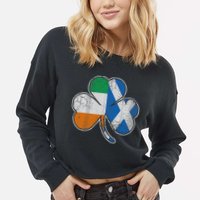 Scotch Irish Shamrock Scottish St Patricks Day Cropped Pullover Crew
