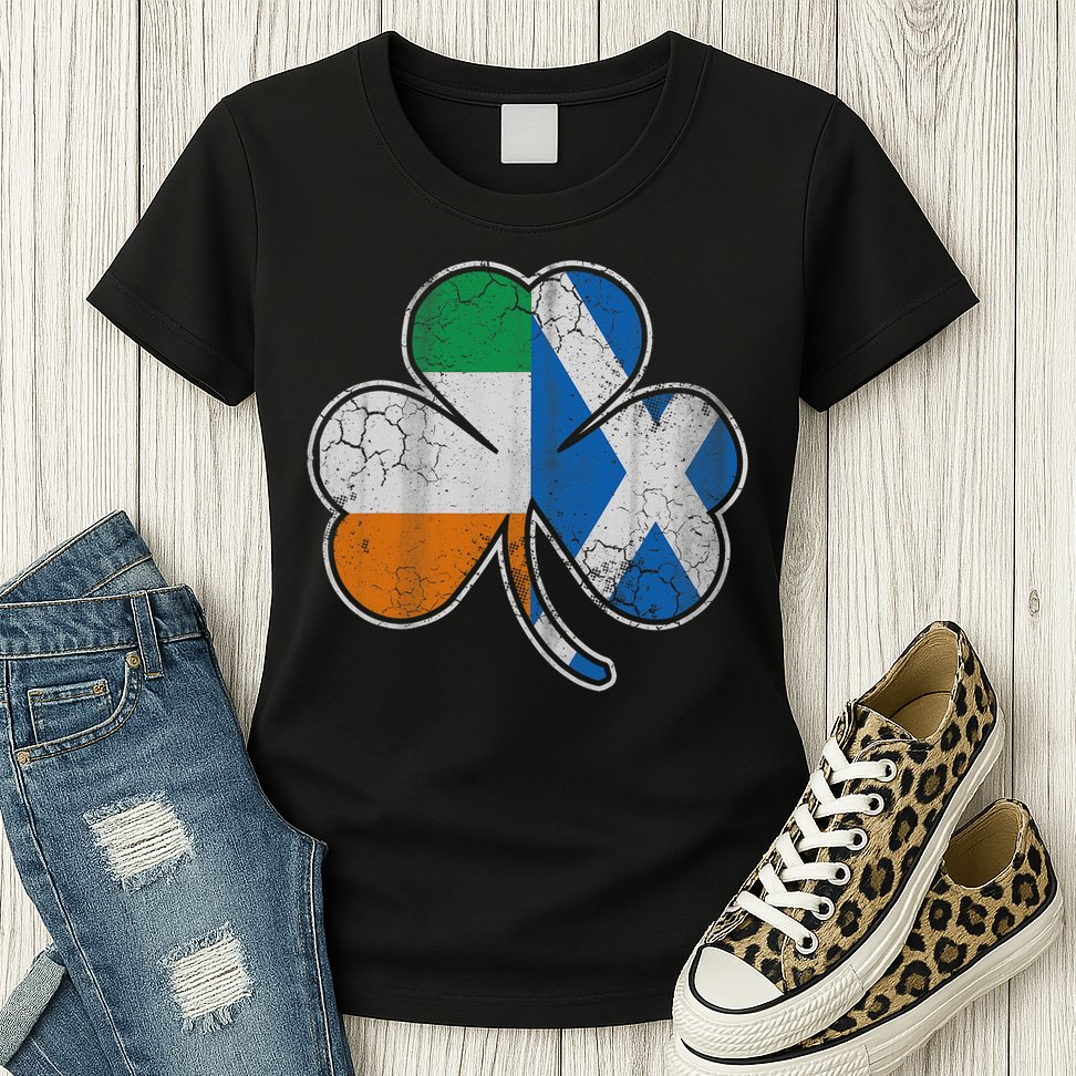 Scotch Irish Shamrock Scottish St Patricks Day Womens T-Shirt