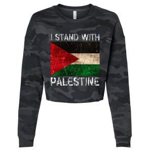 Support I Stand With Palestine Free Palestine Flag Arabic Cropped Pullover Crew