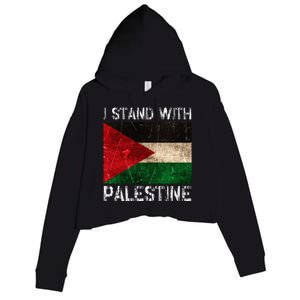 Support I Stand With Palestine Free Palestine Flag Arabic Crop Fleece Hoodie