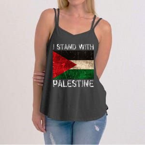 Support I Stand With Palestine Free Palestine Flag Arabic Women's Strappy Tank