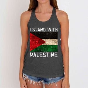 Support I Stand With Palestine Free Palestine Flag Arabic Women's Knotted Racerback Tank