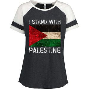 Support I Stand With Palestine Free Palestine Flag Arabic Enza Ladies Jersey Colorblock Tee