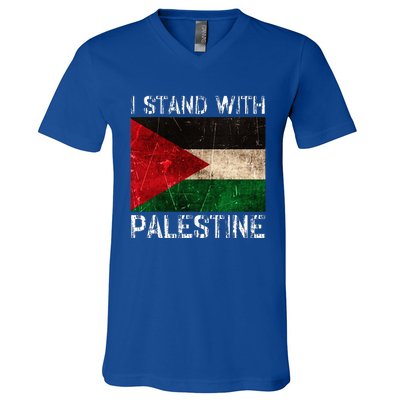 Support I Stand With Palestine Free Palestine Flag Arabic V-Neck T-Shirt