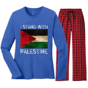 Support I Stand With Palestine Free Palestine Flag Arabic Women's Long Sleeve Flannel Pajama Set 