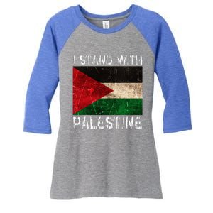 Support I Stand With Palestine Free Palestine Flag Arabic Women's Tri-Blend 3/4-Sleeve Raglan Shirt