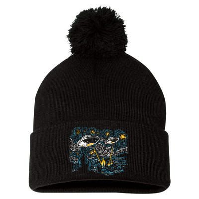 Starry Invasion Pom Pom 12in Knit Beanie