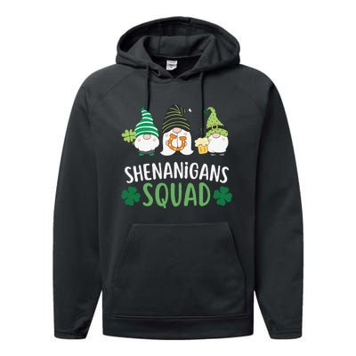  saint irish Shenanigans Squad St Patricks Day Gnomes  Performance Fleece Hoodie