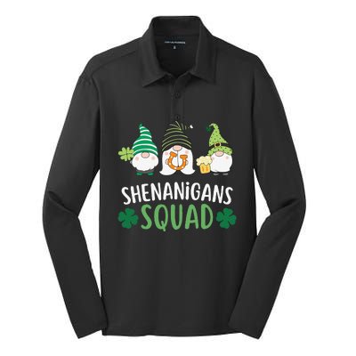  saint irish Shenanigans Squad St Patricks Day Gnomes  Silk Touch Performance Long Sleeve Polo