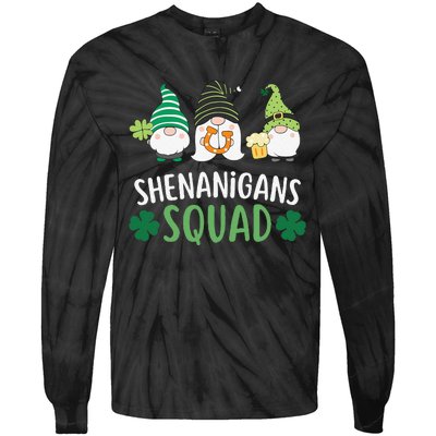  saint irish Shenanigans Squad St Patricks Day Gnomes  Tie-Dye Long Sleeve Shirt