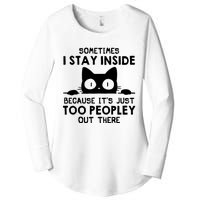 Sometimes I Stay Inside Because It's Just Too Peopley Out There Funny Scary Cat Women's Perfect Tri Tunic Long Sleeve Shirt