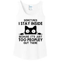 Sometimes I Stay Inside Because It's Just Too Peopley Out There Funny Scary Cat Ladies Essential Tank