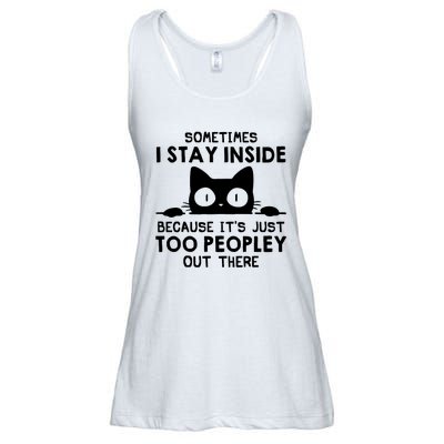 Sometimes I Stay Inside Because It's Just Too Peopley Out There Funny Scary Cat Ladies Essential Flowy Tank