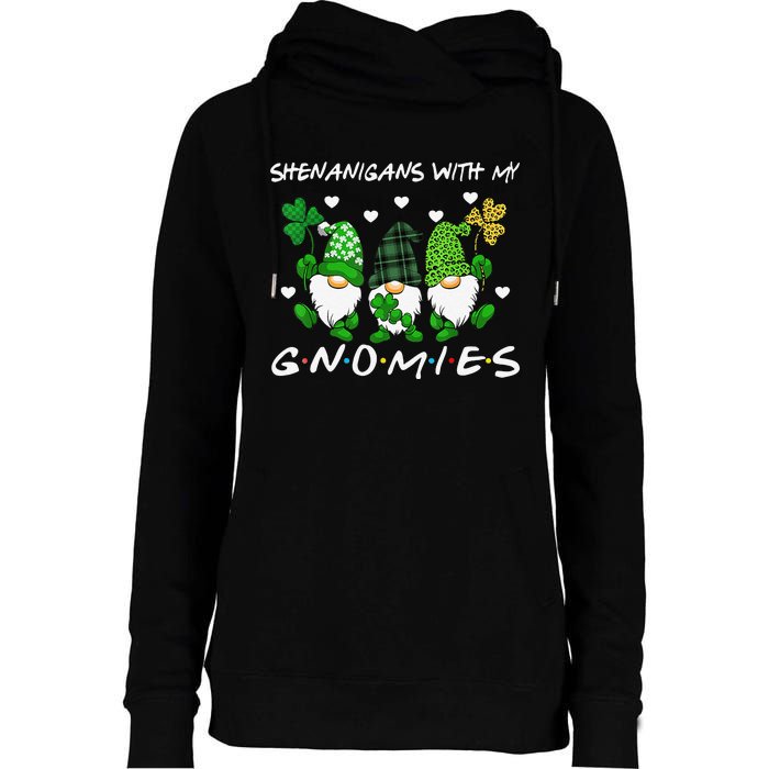 saint irish Shenanigans Squad St Patricks Day Gnomes  Womens Funnel Neck Pullover Hood