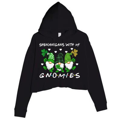 saint irish Shenanigans Squad St Patricks Day Gnomes  Crop Fleece Hoodie