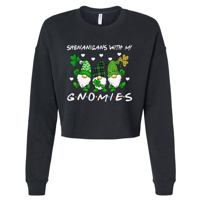 saint irish Shenanigans Squad St Patricks Day Gnomes  Cropped Pullover Crew