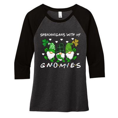 saint irish Shenanigans Squad St Patricks Day Gnomes  Women's Tri-Blend 3/4-Sleeve Raglan Shirt