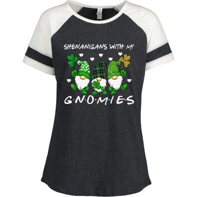 saint irish Shenanigans Squad St Patricks Day Gnomes  Enza Ladies Jersey Colorblock Tee