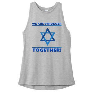 Support Israel Stronger Together Jewish David Star Ladies PosiCharge Tri-Blend Wicking Tank