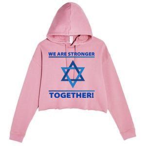 Support Israel Stronger Together Jewish David Star Crop Fleece Hoodie