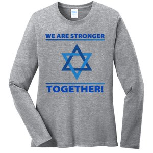 Support Israel Stronger Together Jewish David Star Ladies Long Sleeve Shirt