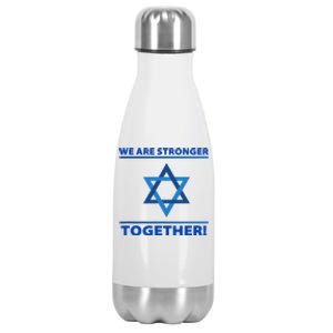 Support Israel Stronger Together Jewish David Star Stainless Steel Insulated Water Bottle