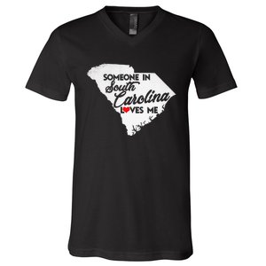 Someone In South Carolina Loves Me South Carolina V-Neck T-Shirt