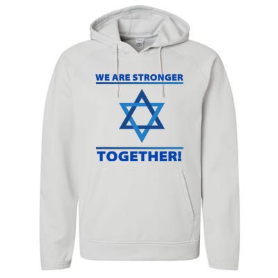 Support Israel Stronger Together Jewish David Star Performance Fleece Hoodie