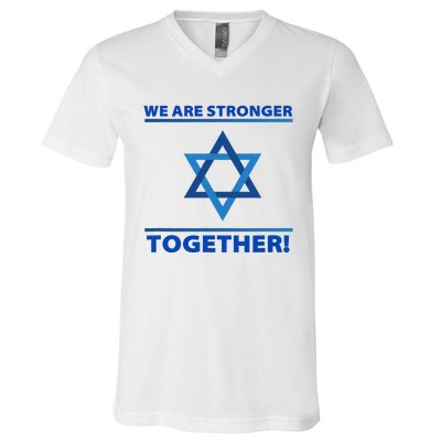 Support Israel Stronger Together Jewish David Star V-Neck T-Shirt