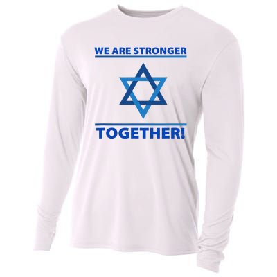 Support Israel Stronger Together Jewish David Star Cooling Performance Long Sleeve Crew