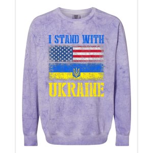 Support I Stand With Ukraine American Ukrainian Flag Gift Colorblast Crewneck Sweatshirt