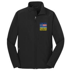 Support I Stand With Ukraine American Ukrainian Flag Gift Core Soft Shell Jacket