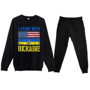 Support I Stand With Ukraine American Ukrainian Flag Gift Premium Crewneck Sweatsuit Set